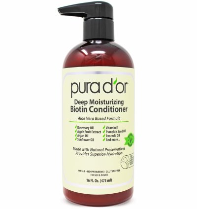 PURA D'OR Deep Moisturizing Biotin Conditioner – Thickens, Softens, & Moisturizes Dry, Frizzy, Damaged Hair, 16 oz